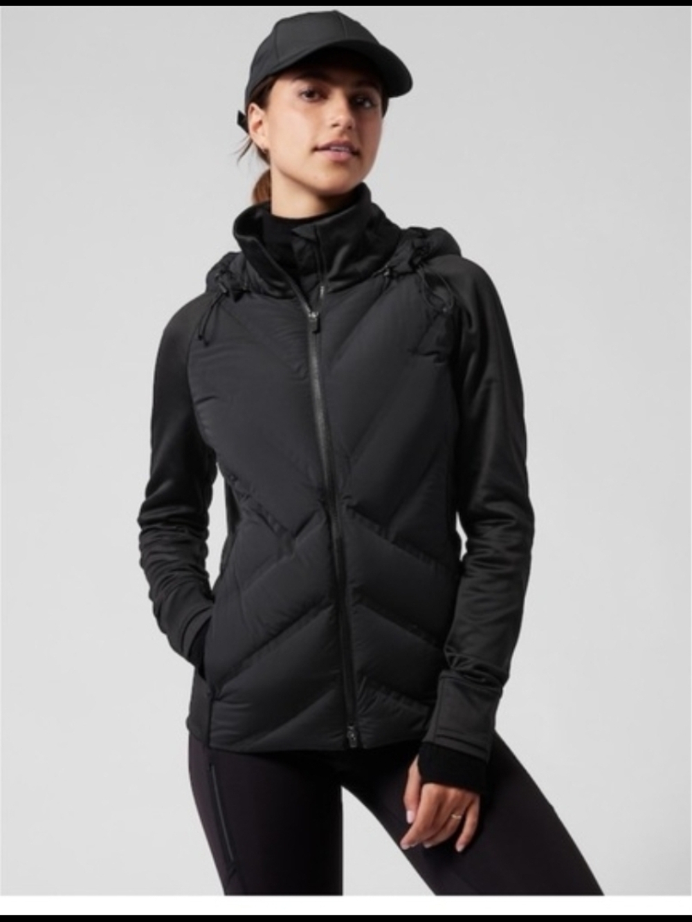 Athleta Intel Black Quilted Light Weight Hybrid Jacket